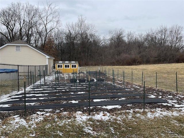 exterior space with an outbuilding