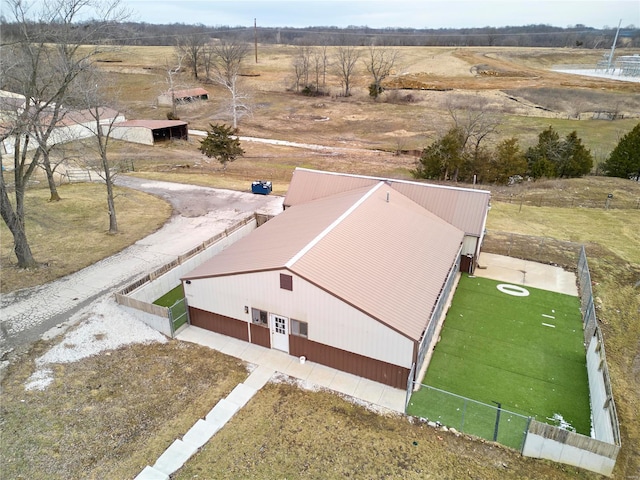 drone / aerial view with a rural view