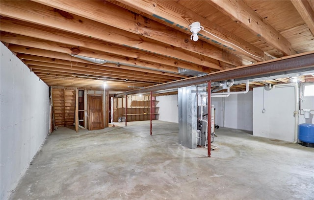 view of unfinished basement