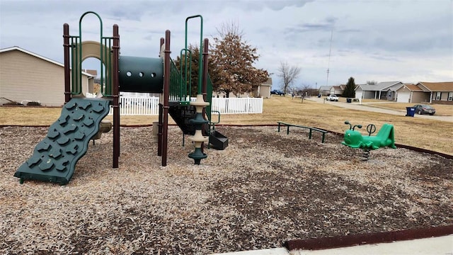 community play area featuring fence