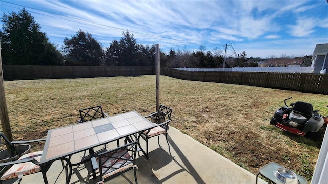 view of patio featuring outdoor dining area and a fenced backyard