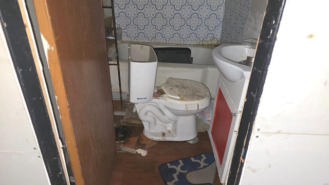 bathroom with toilet and vanity