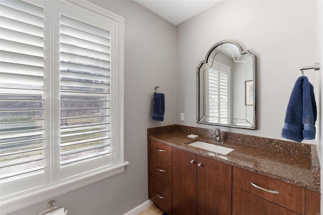 bathroom featuring vanity and baseboards