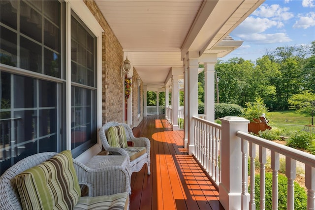 deck featuring a porch