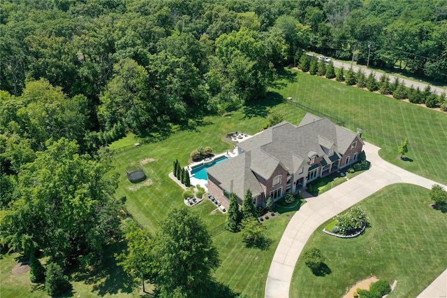 aerial view with a forest view