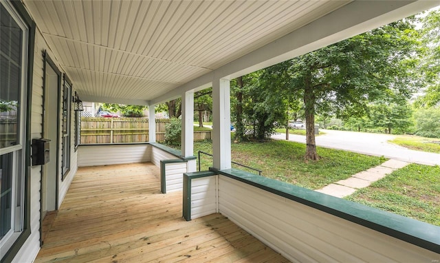 deck featuring a porch