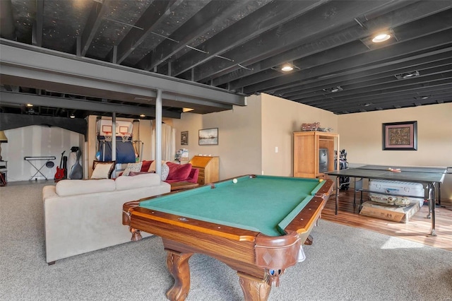 recreation room with pool table