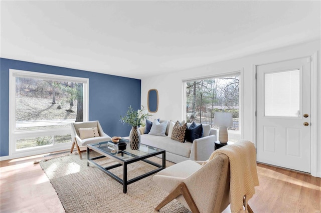 living room with light wood-style floors