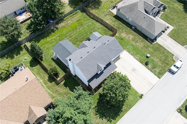 bird's eye view with a residential view