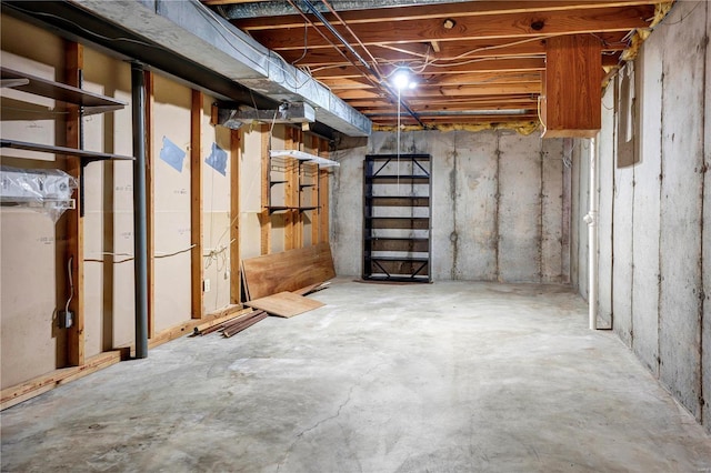 view of unfinished basement