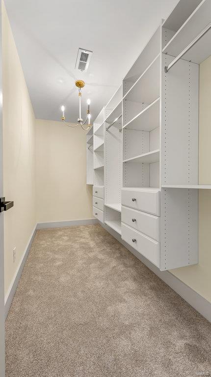 walk in closet featuring carpet and visible vents