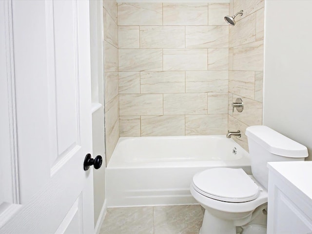 full bathroom with  shower combination, vanity, and toilet