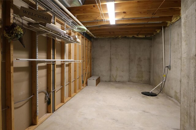 view of unfinished basement