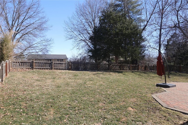 view of yard featuring a fenced backyard