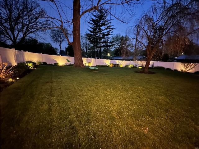 view of yard featuring a fenced backyard