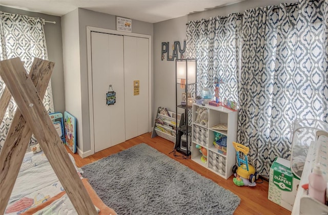 playroom featuring wood finished floors