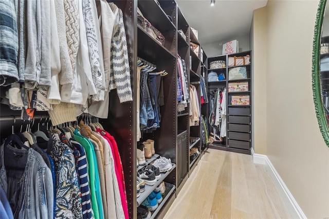 spacious closet with wood finished floors