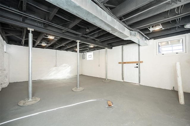 basement featuring plenty of natural light