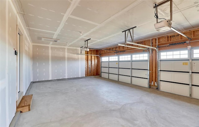 garage with a garage door opener