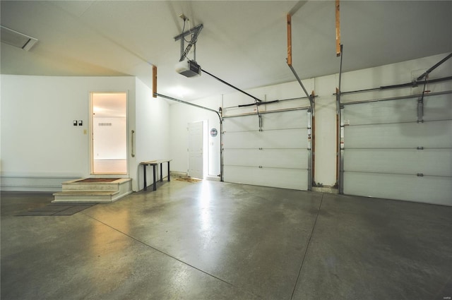 garage with a garage door opener