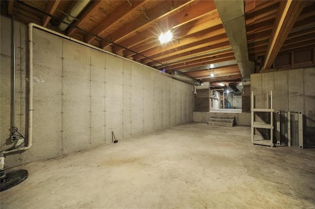 view of unfinished basement