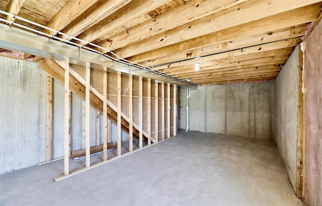 view of unfinished basement