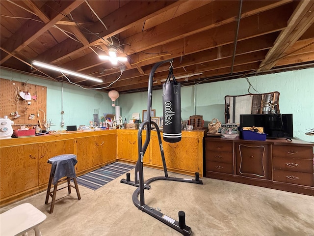 exercise room with a workshop area