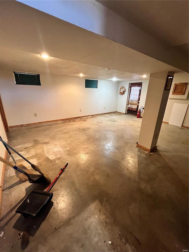 finished basement with baseboards