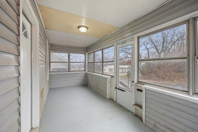 view of unfurnished sunroom