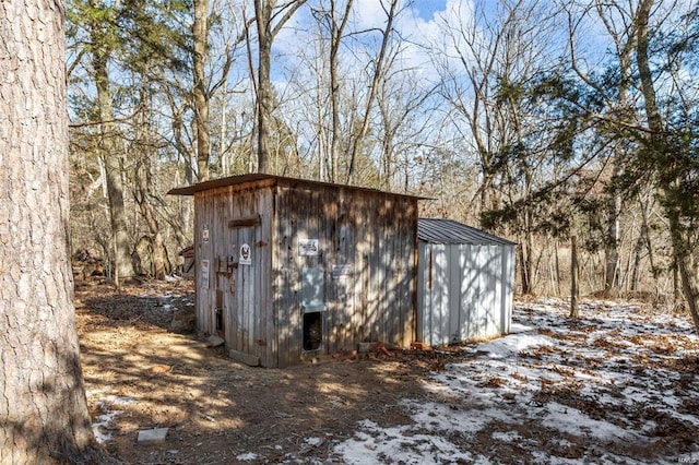 view of shed