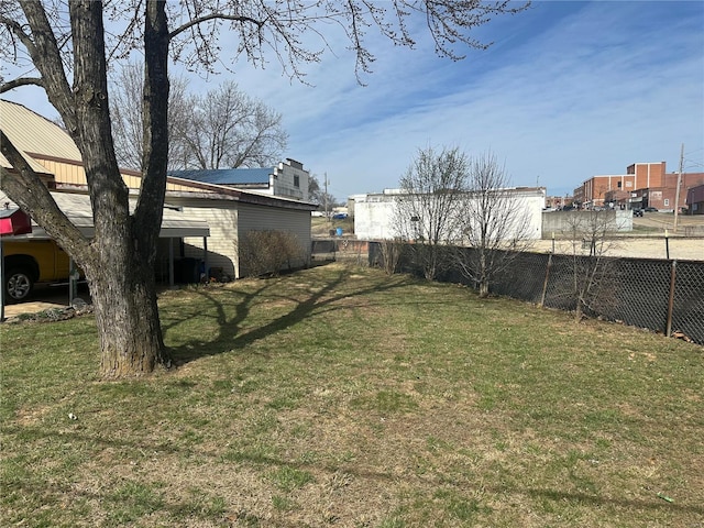 view of yard featuring fence