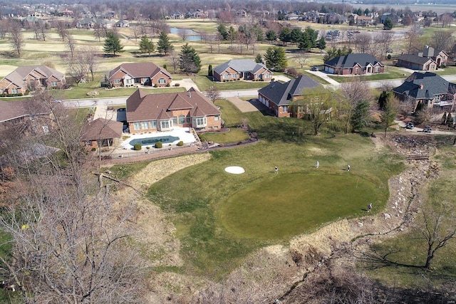 aerial view with a residential view and a water view