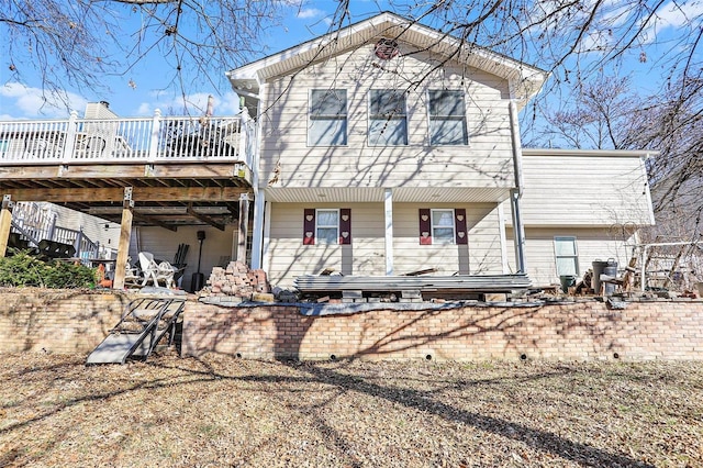 view of front of property featuring a deck