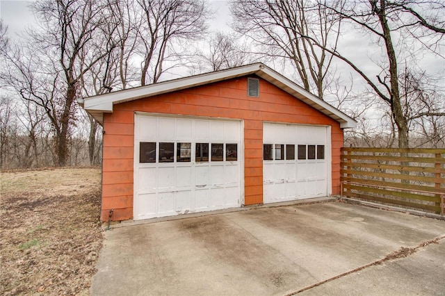 view of detached garage