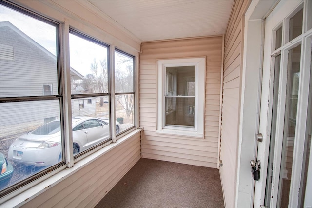 view of unfurnished sunroom