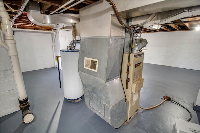 utility room with water heater