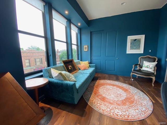 living area featuring wood finished floors