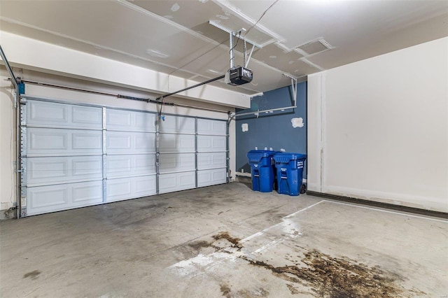 garage with a garage door opener