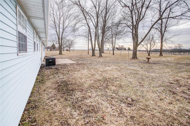 view of yard featuring central AC unit