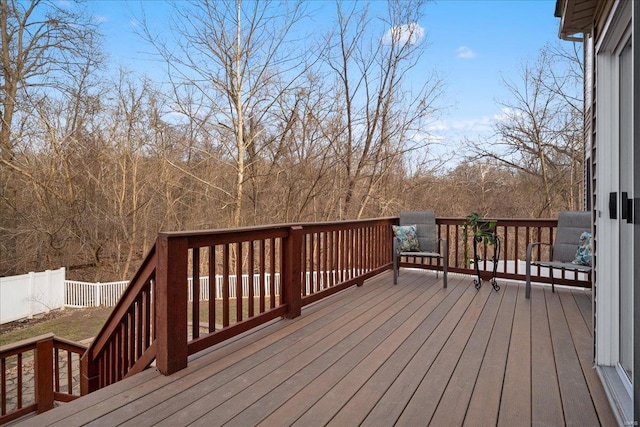 deck featuring fence