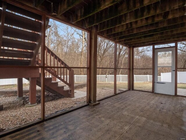 view of unfurnished sunroom