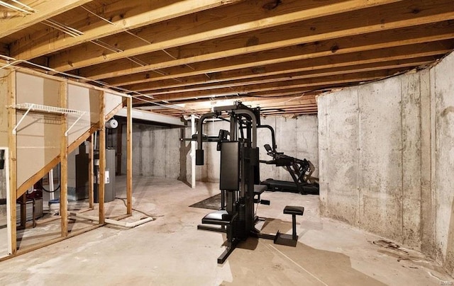 workout area with water heater