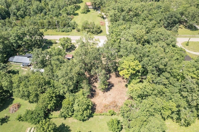 aerial view with a wooded view