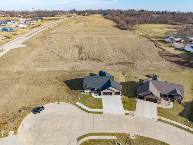 drone / aerial view with a rural view