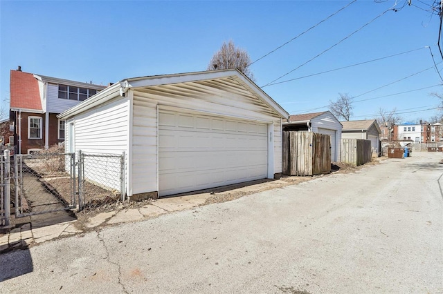 garage featuring fence