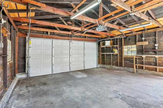 garage with a garage door opener