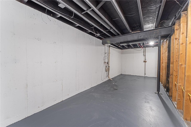 view of unfinished basement