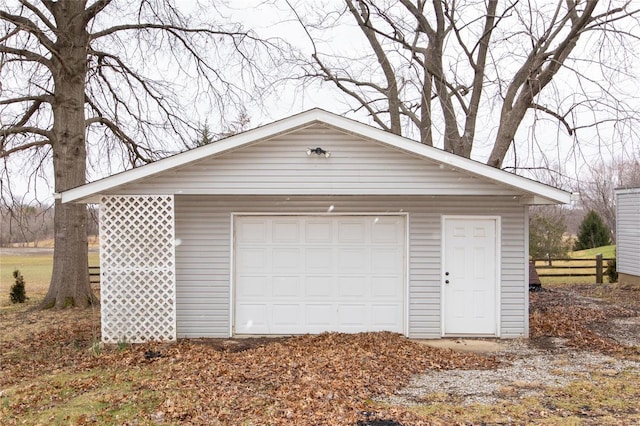 view of detached garage