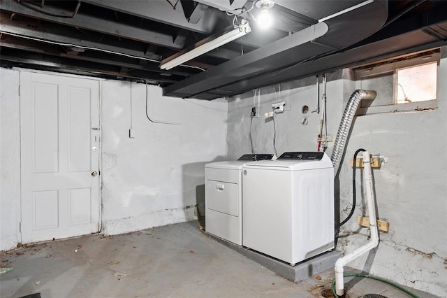 basement with washer and dryer