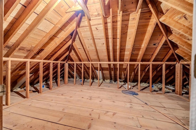 view of unfinished attic